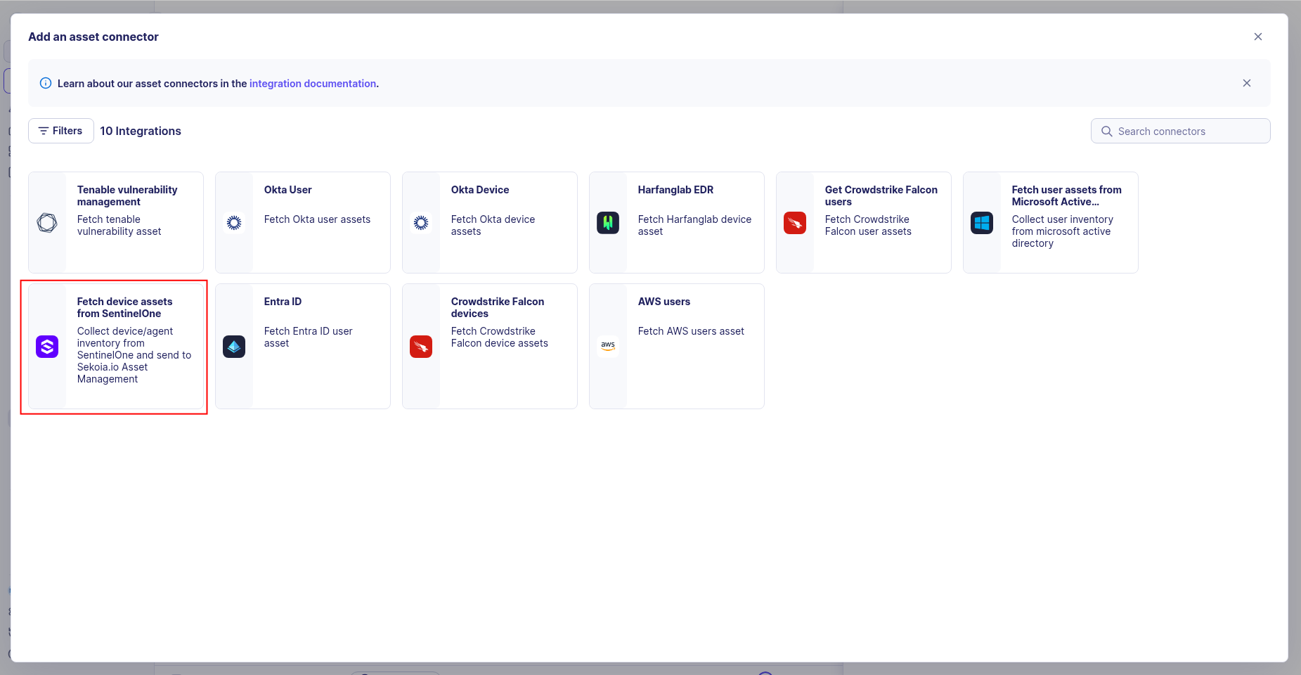 SentinelOne EDR connector configuration form